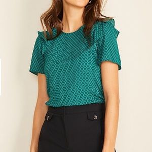 🥳HOST PICK🤩 Ann Taylor Green Diamond Grid Shirt